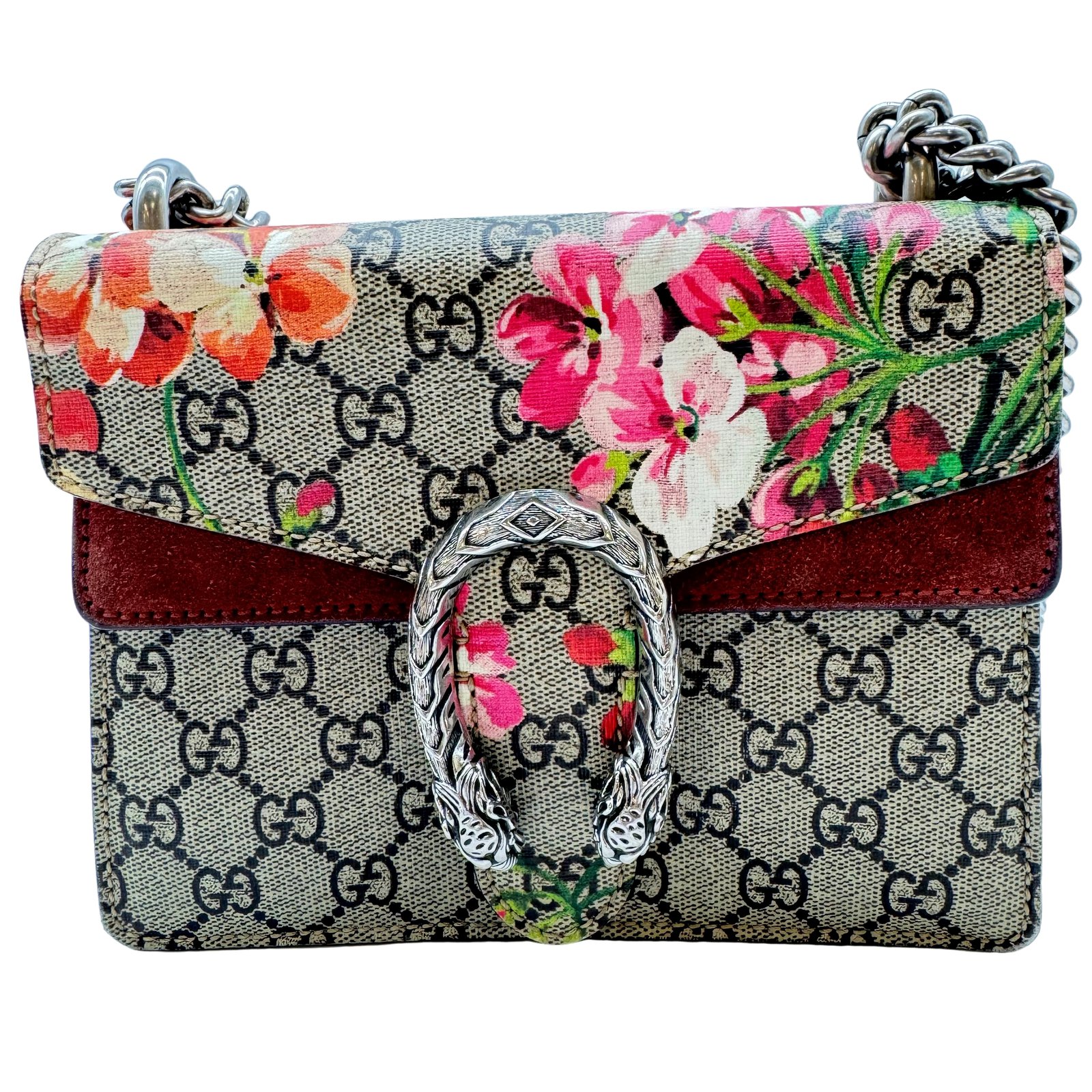 Auth GUCCI Dionysus GG Blooms PM Chain Shoulder Bag 421970