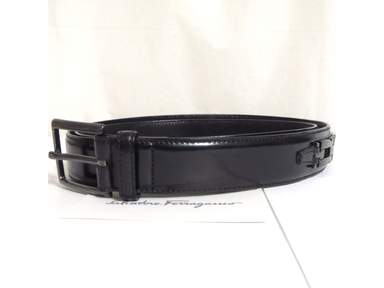 Auth Vintage Salvatore Ferragamo Black Leather Men display picture 3