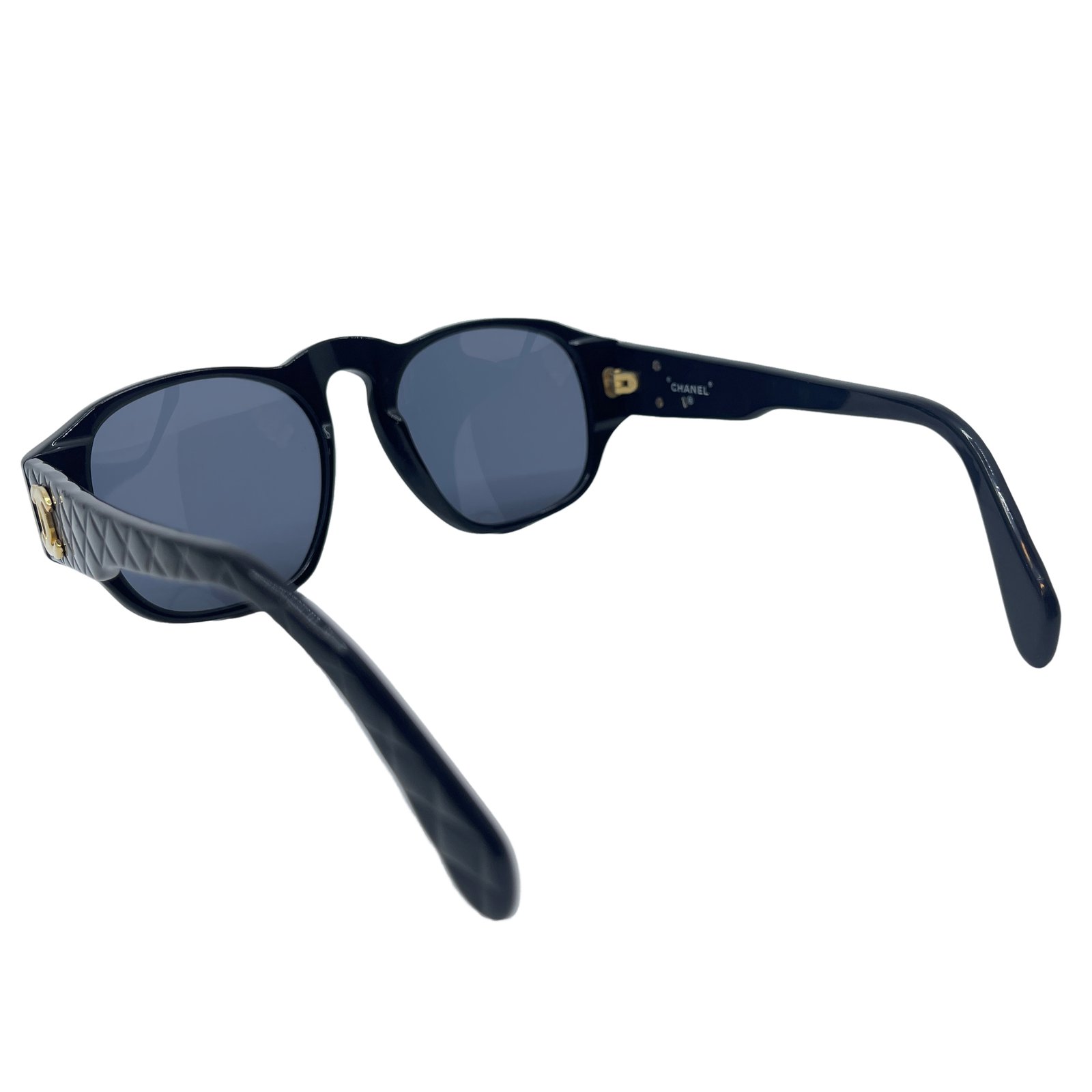 Authentic CHANEL Gold CC 0005 Sunglasses Black Jelly/Plastic