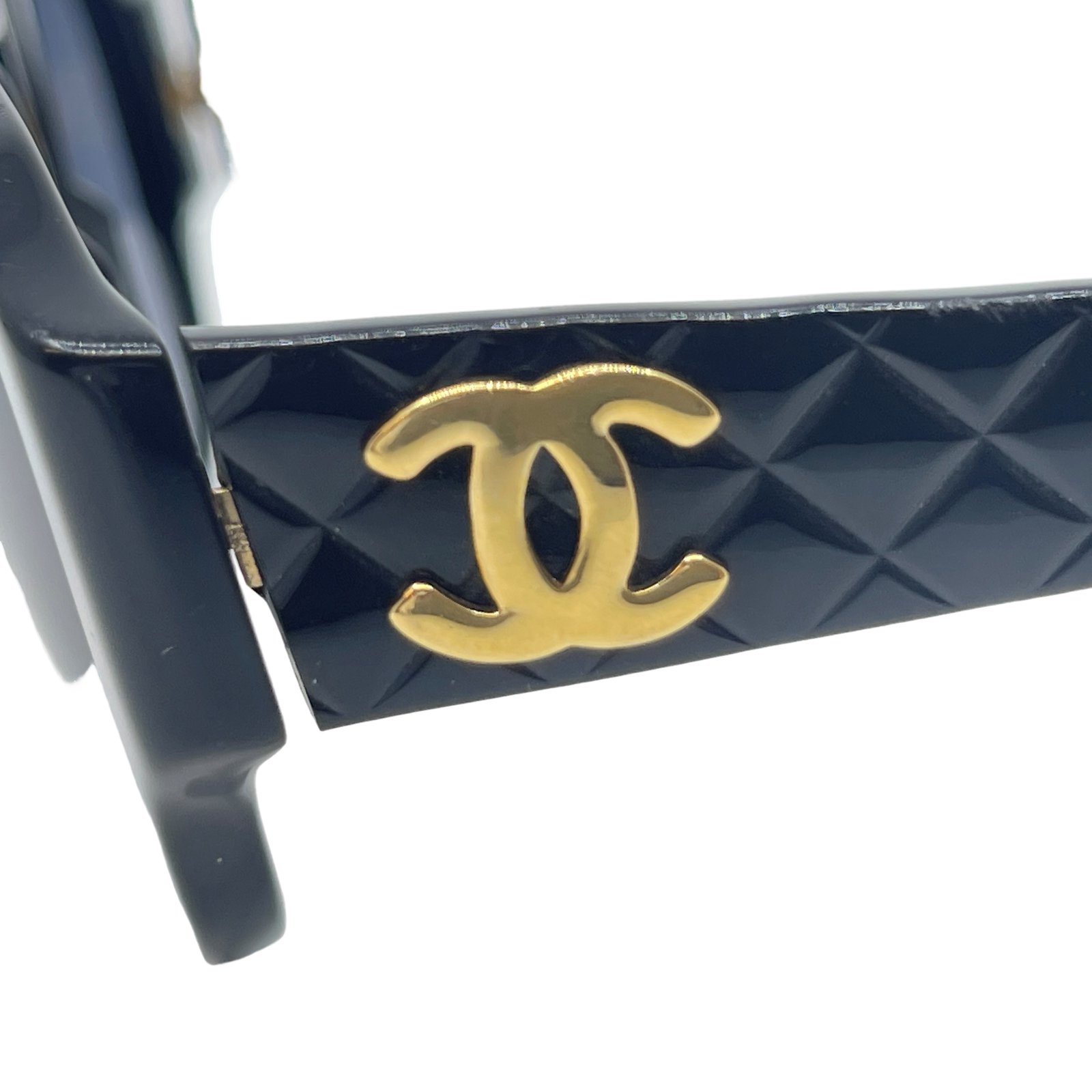 Authentic CHANEL Gold CC 0005 Sunglasses Black Jelly/Plastic