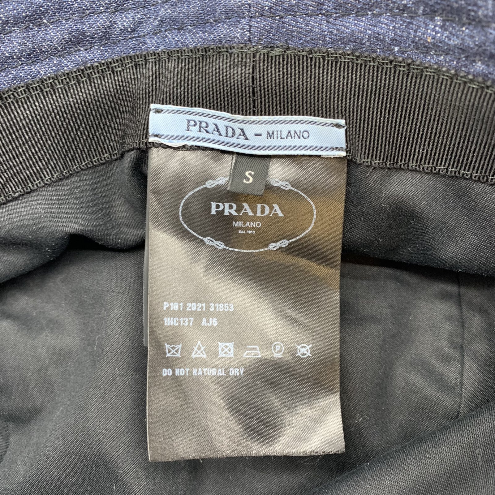 PRADA Bucket Hat 57cm Size:S 1HC137 Denim Prada Denim Logo Bucket Hat | Neiman Marcus main image 2