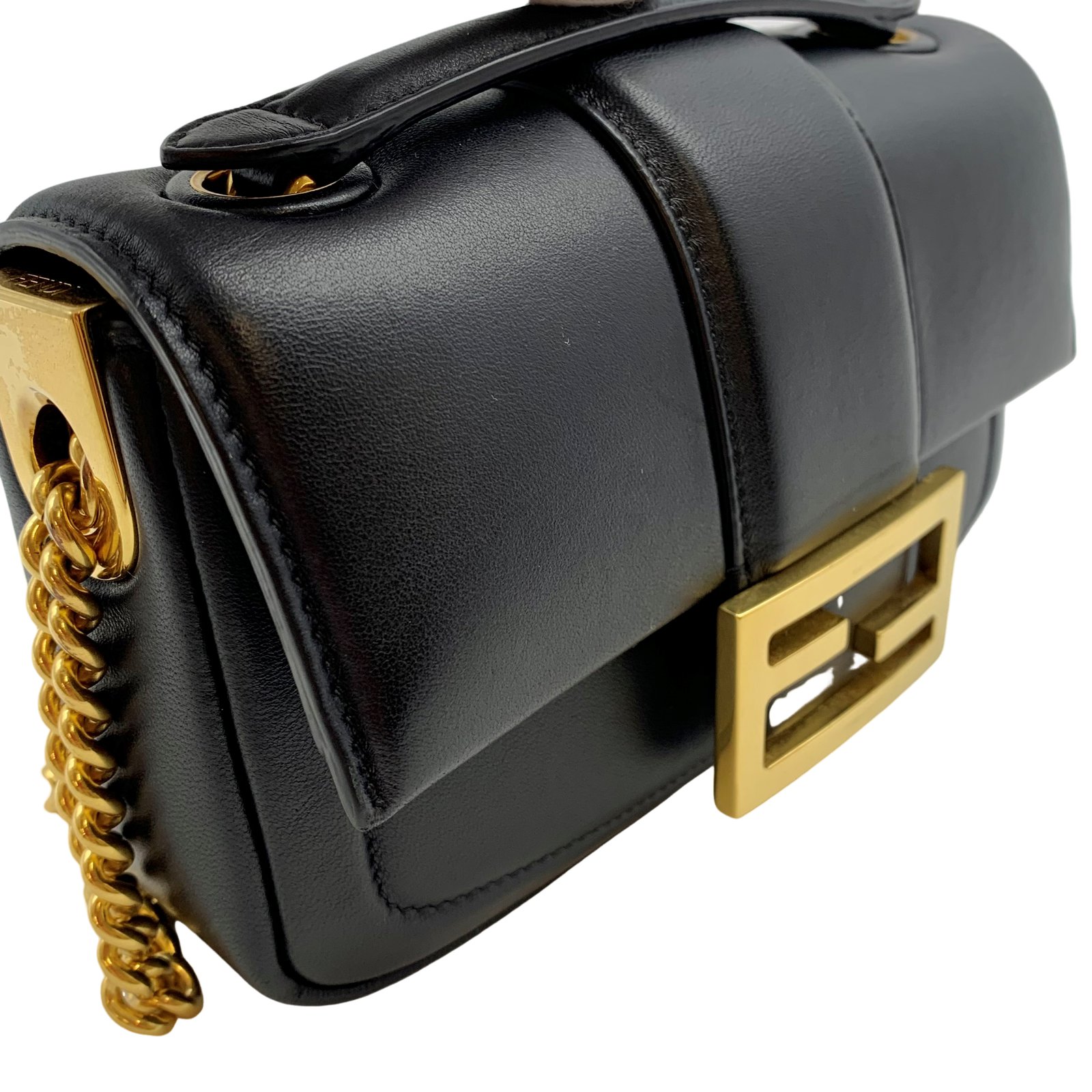 最大10%OFFクーポン Shoulder Baguette Mini FF FENDI Authentic Bag Black 8BS045 バッグ