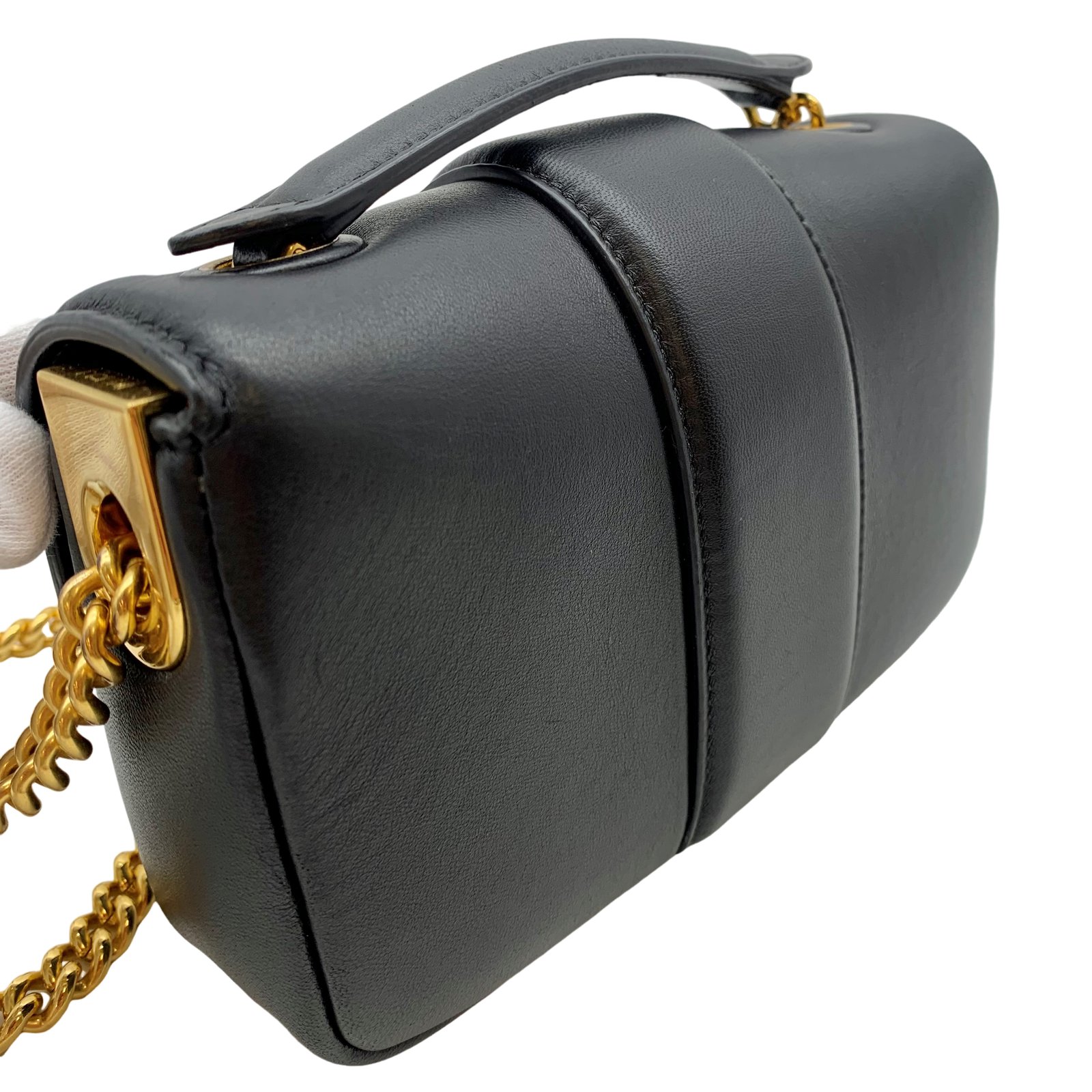 Authentic FENDI FF Mini Baguette Shoulder Bag 8BS045 Black