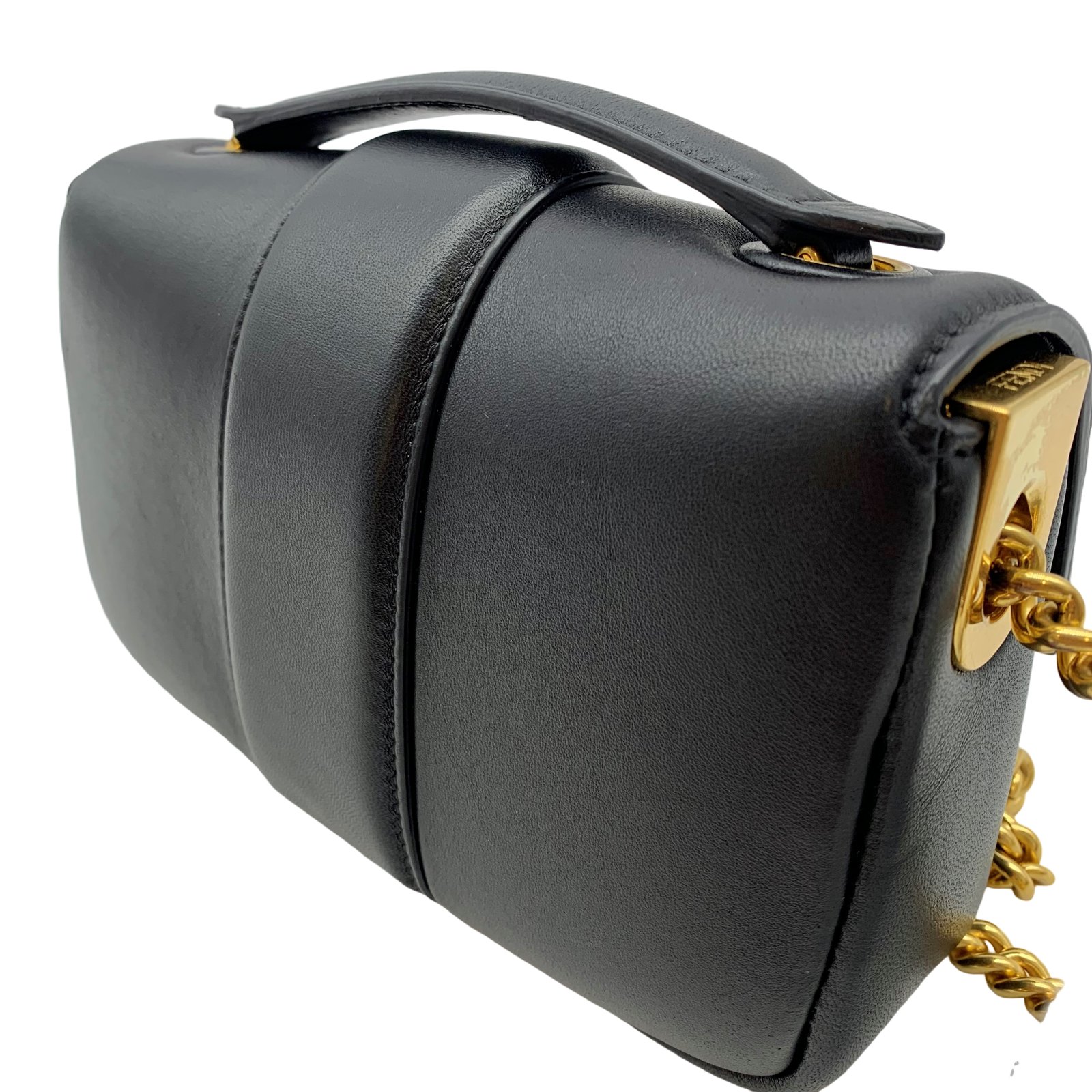Authentic FENDI FF Mini Baguette Shoulder Bag 8BS045 Black
