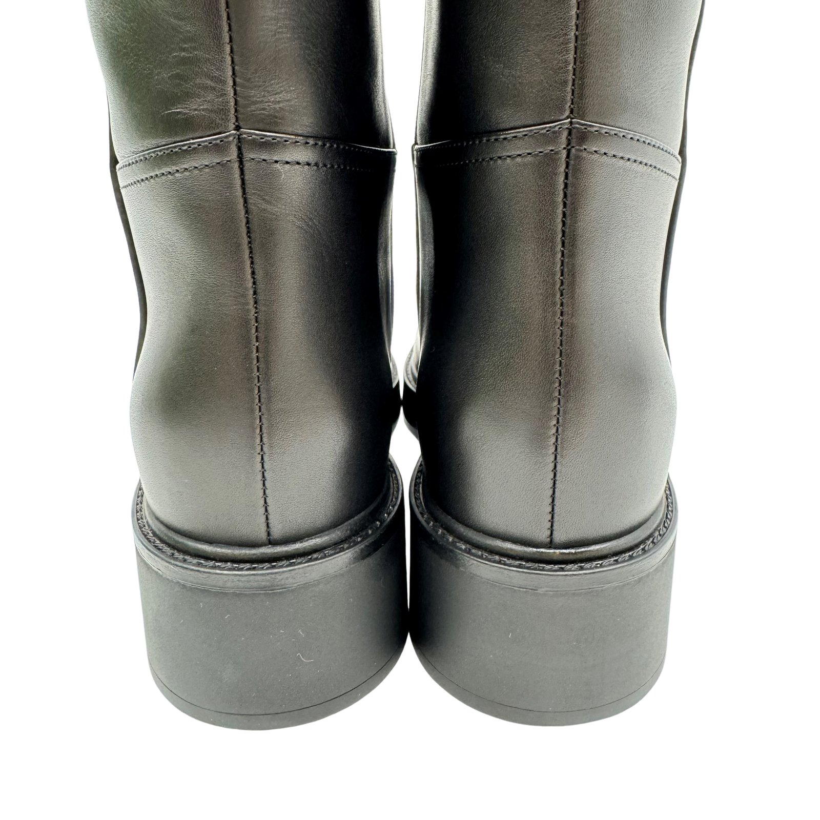 Auth GUCCI Logo Unused Long Leather Boots Size:37 US:7 752517