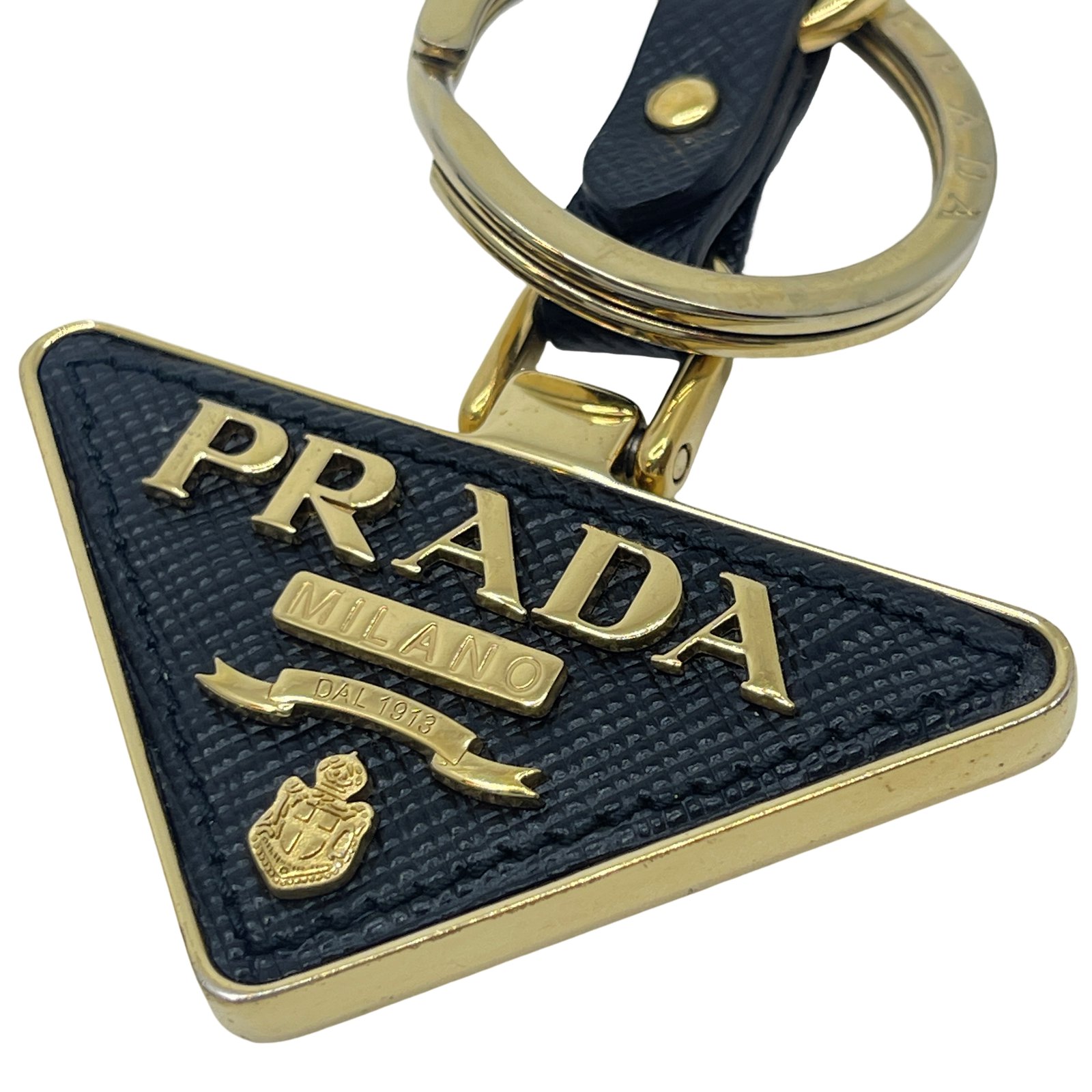 Authentic PRADA Triangle Key Holder Black Metallic #36634963 Authentic PRADA Triangle Key Holder Black Metallic #36634963