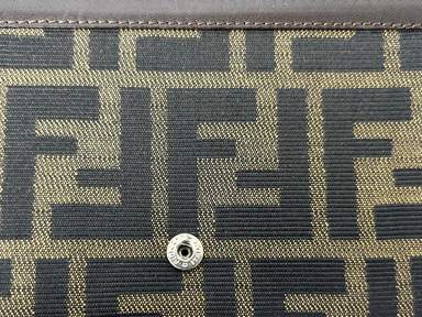 FENDI Zucca Brown Canvas Leather Bifold Long Wallet Purse Vintage