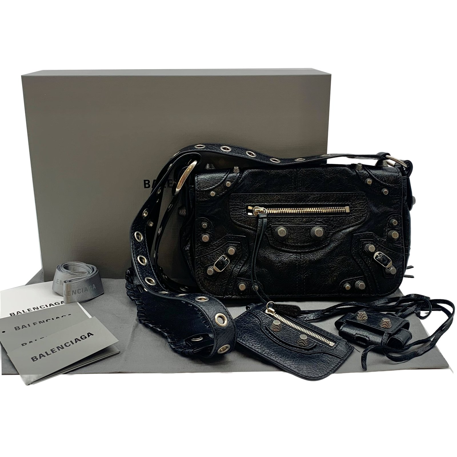 Authentic BALENCIAGA Le Cagole Shoulder Bag 719082 Black