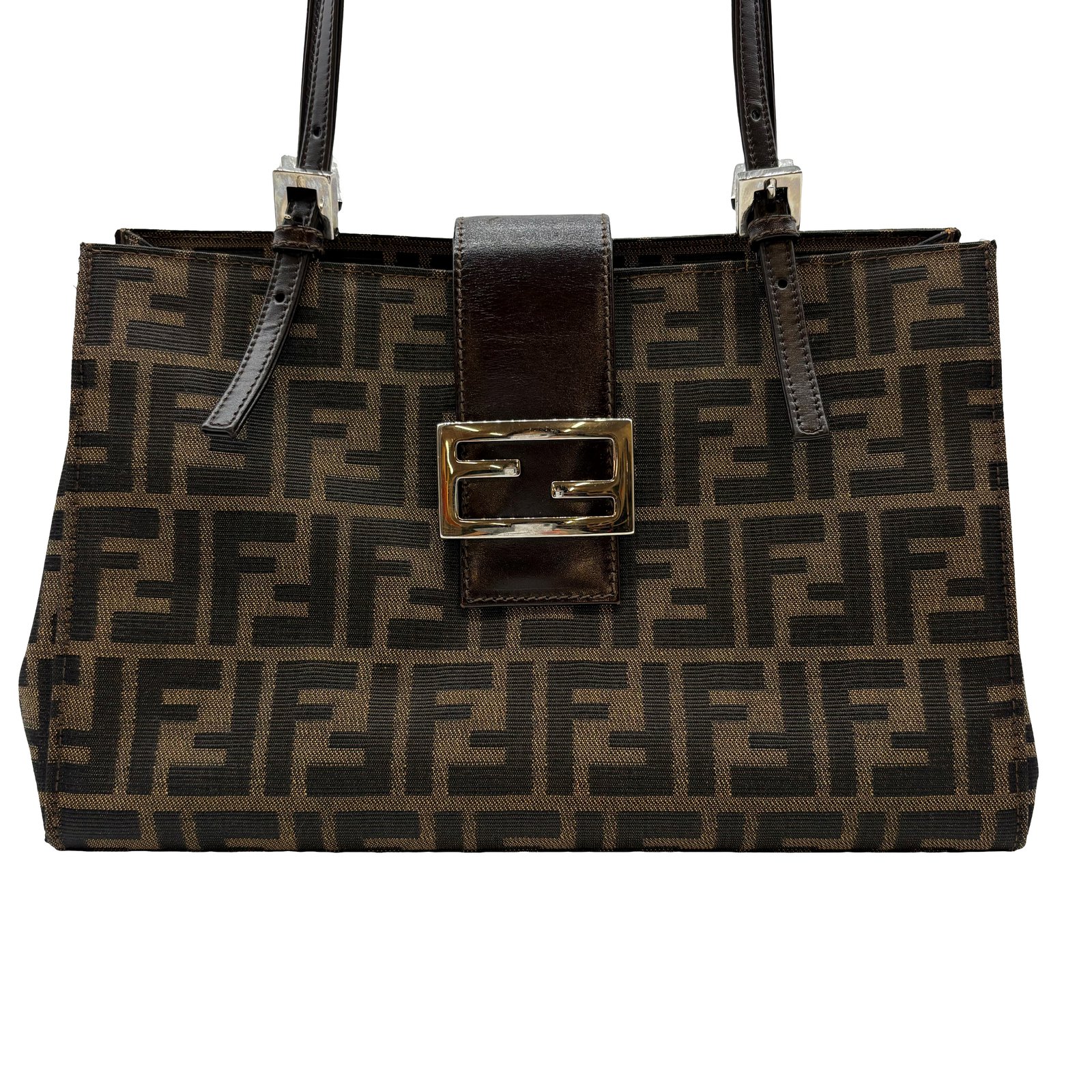 Authentic FENDI FF Zucca Hand Bag Brown Canvas #36634274 | eBay