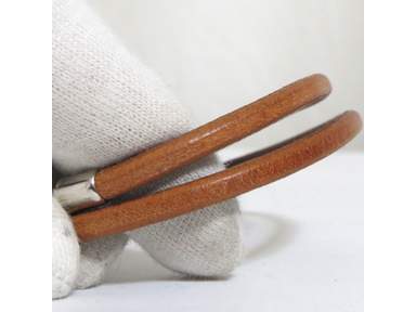 Auth Vintage HERMES Jumbo Double Wrap Bracelet Brown Leather  display picture 1