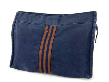 HERMÈS Fourre Tout Second Clutch Hand Bag Navy Canvas Accessories Used France