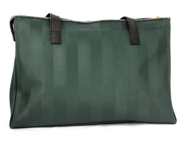 Authentic FENDI Pecan Leather Green Tote Bag Shoulder Bag Hand Bag