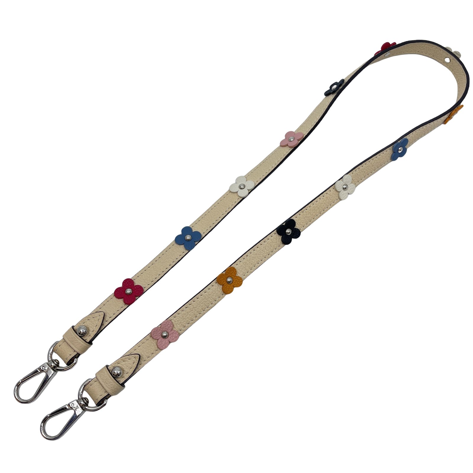 Authentic LOUIS VUITTON Multi Flower Shoulder Strap Beige