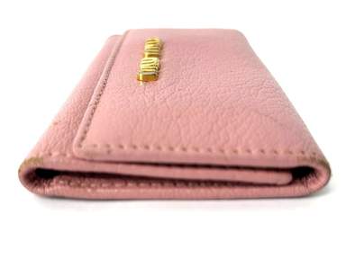 MIU MIU Light Pink Leather Key Case Key Chain Accessory Used with