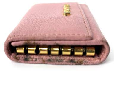 MIU MIU Light Pink Leather Key Case Key Chain Accessory Used with