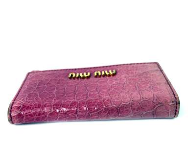 MIU MIU Shock Pink Leather Key Case Key Chain Accessories Used
