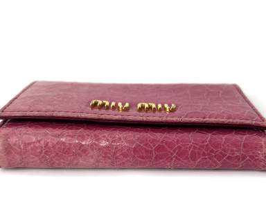 MIU MIU Shock Pink Leather Key Case Key Chain Accessories Used