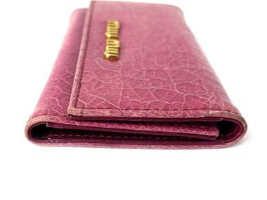 MIU MIU Shock Pink Leather Key Case Key Chain Accessories Used