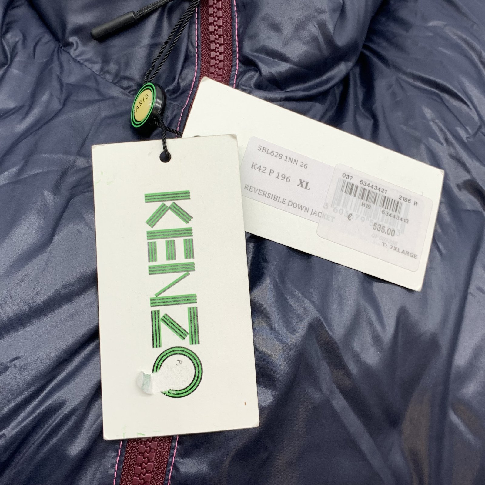 Authentic KENZO SIZE:XL Reversible Down Jacket Multi-Color Authentic KENZO SIZE:XL Reversible Down Jacket Multi-Color