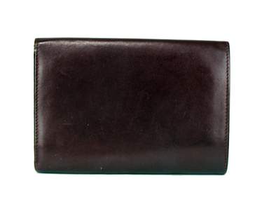 CARTIER Bordeaux Leather Trifold Long Wallet Purse Card Case Used