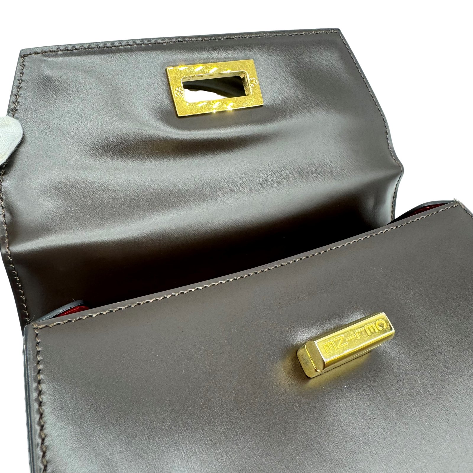 Auth CELINE Turn Lock 2WAY Shoulder Bag Hand Bag M94 Dark Auth CELINE Turn Lock 2WAY Shoulder Bag Hand Bag M94 Dark