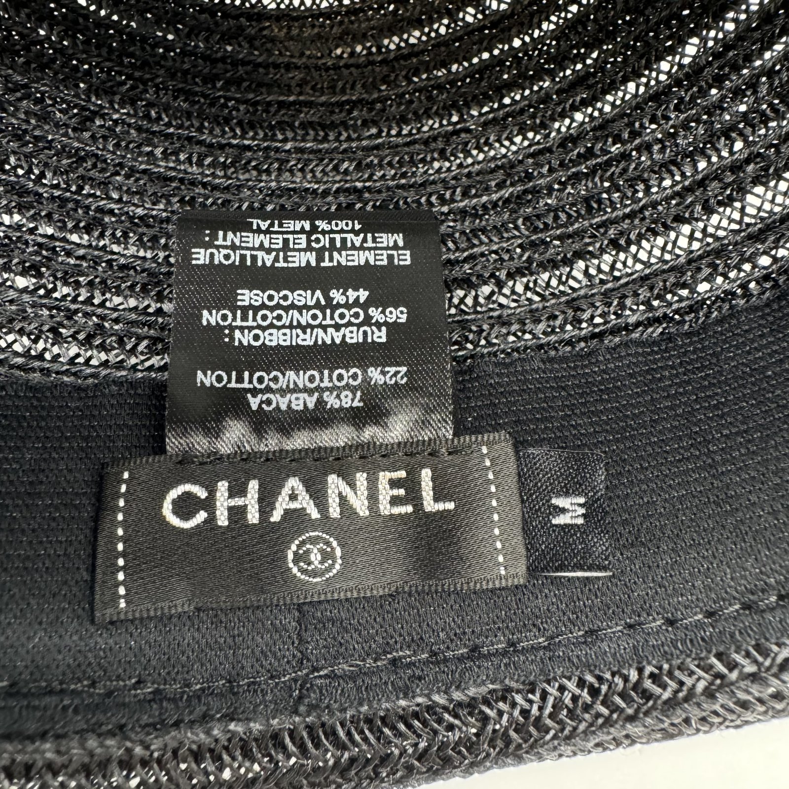 Authentic CHANEL CC Straw Hat Size:M Black Abaca #36635420