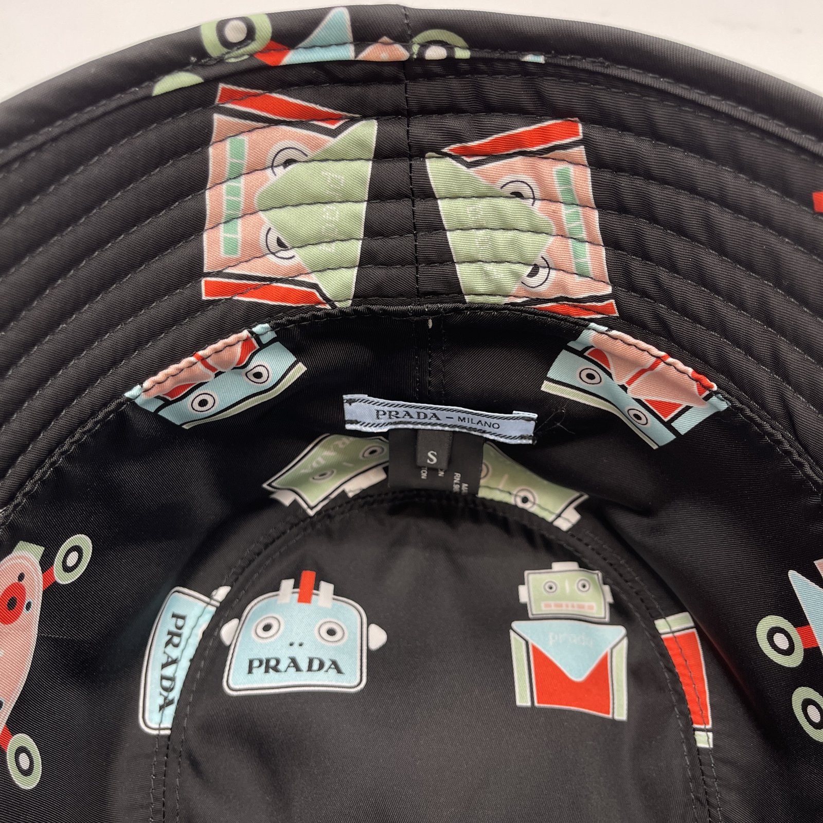 Authentic PRADA Bucket Hat Size:S IHC137 Black Nylon