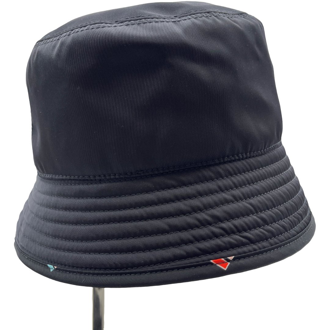 Authentic PRADA Bucket Hat Size:S IHC137 Black Nylon