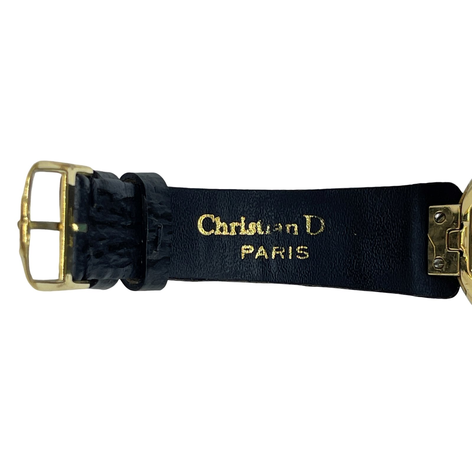 Christian Dior ブラックレザー時計 Authentic Christian Dior Leather Belt Quartz Wristwatch 2270
