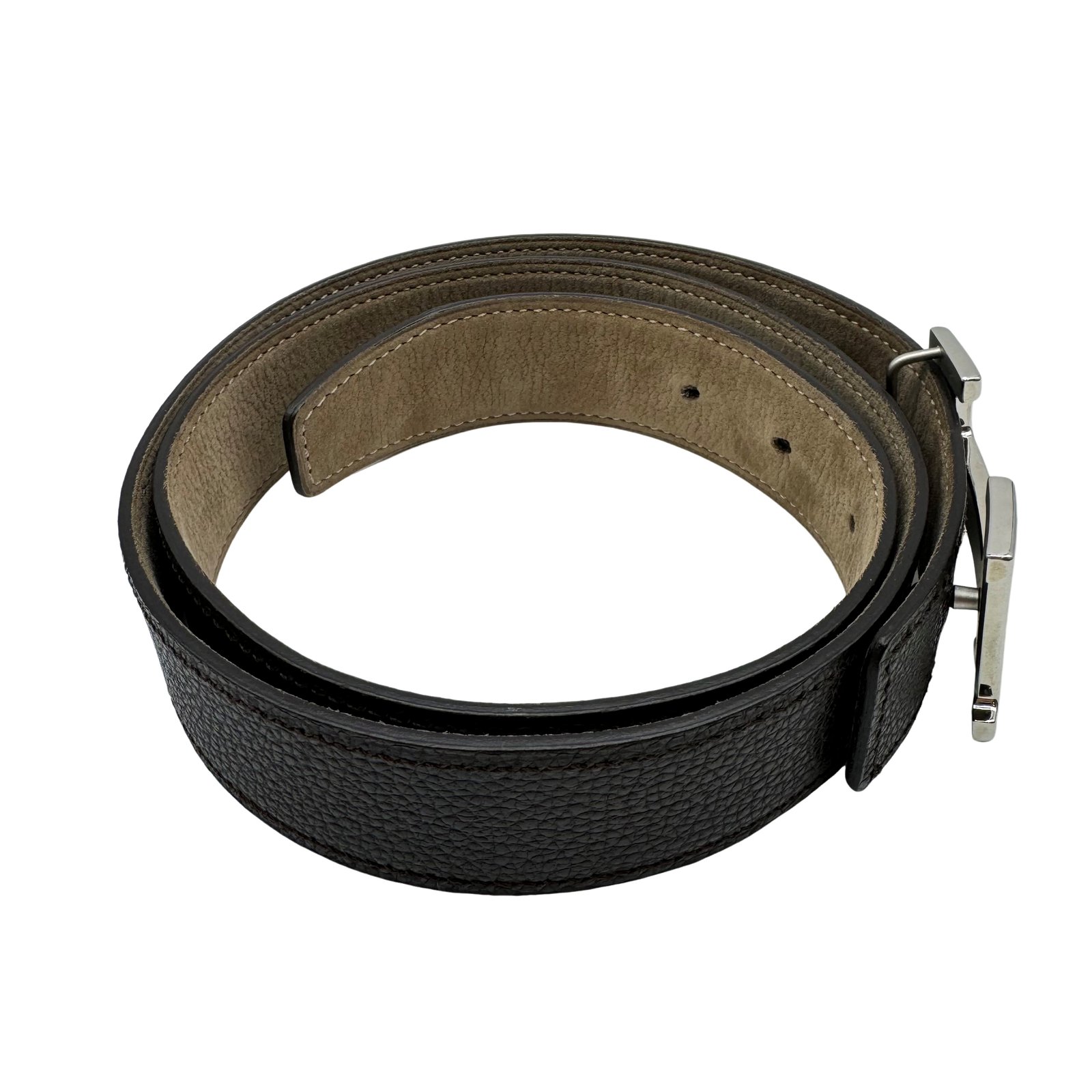 Authentic HERMES Constance 85cm Square In L Belt Dark Brown