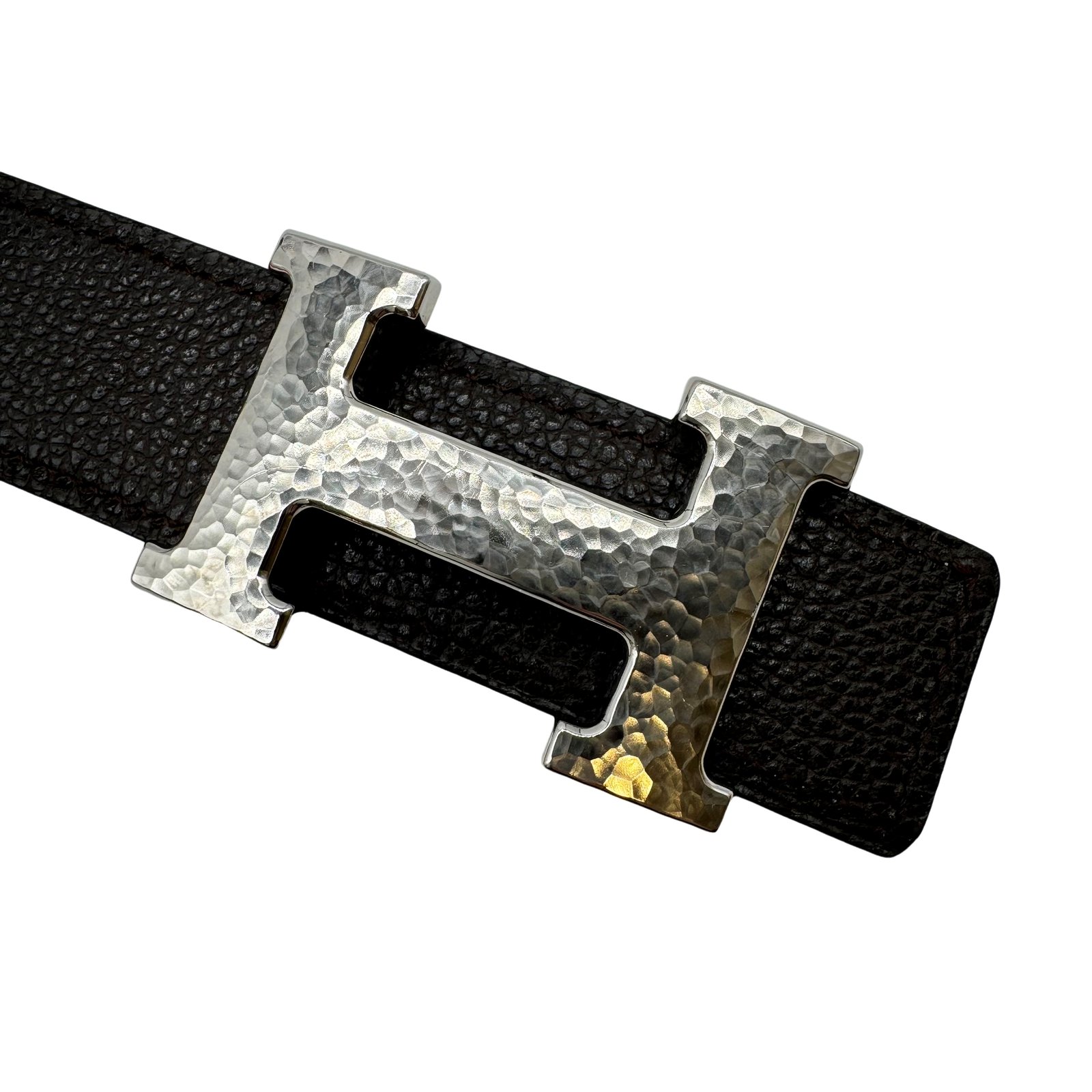 Authentic HERMES Constance 85cm Square In L Belt Dark Brown