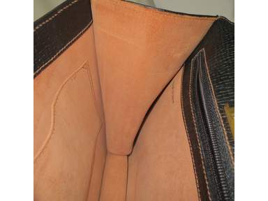 Auth Loewe Madrid 1846 Black Leather Hand bag purse w