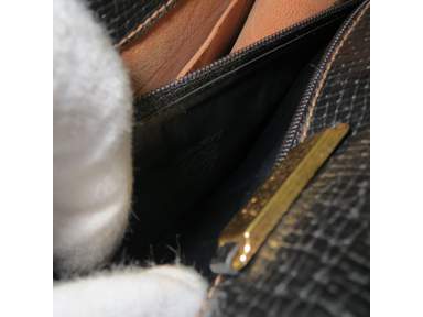 Auth Loewe Madrid 1846 Black Leather Hand bag purse w