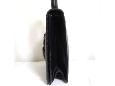 Auth Loewe Madrid 1846 Black Leather Hand bag purse w