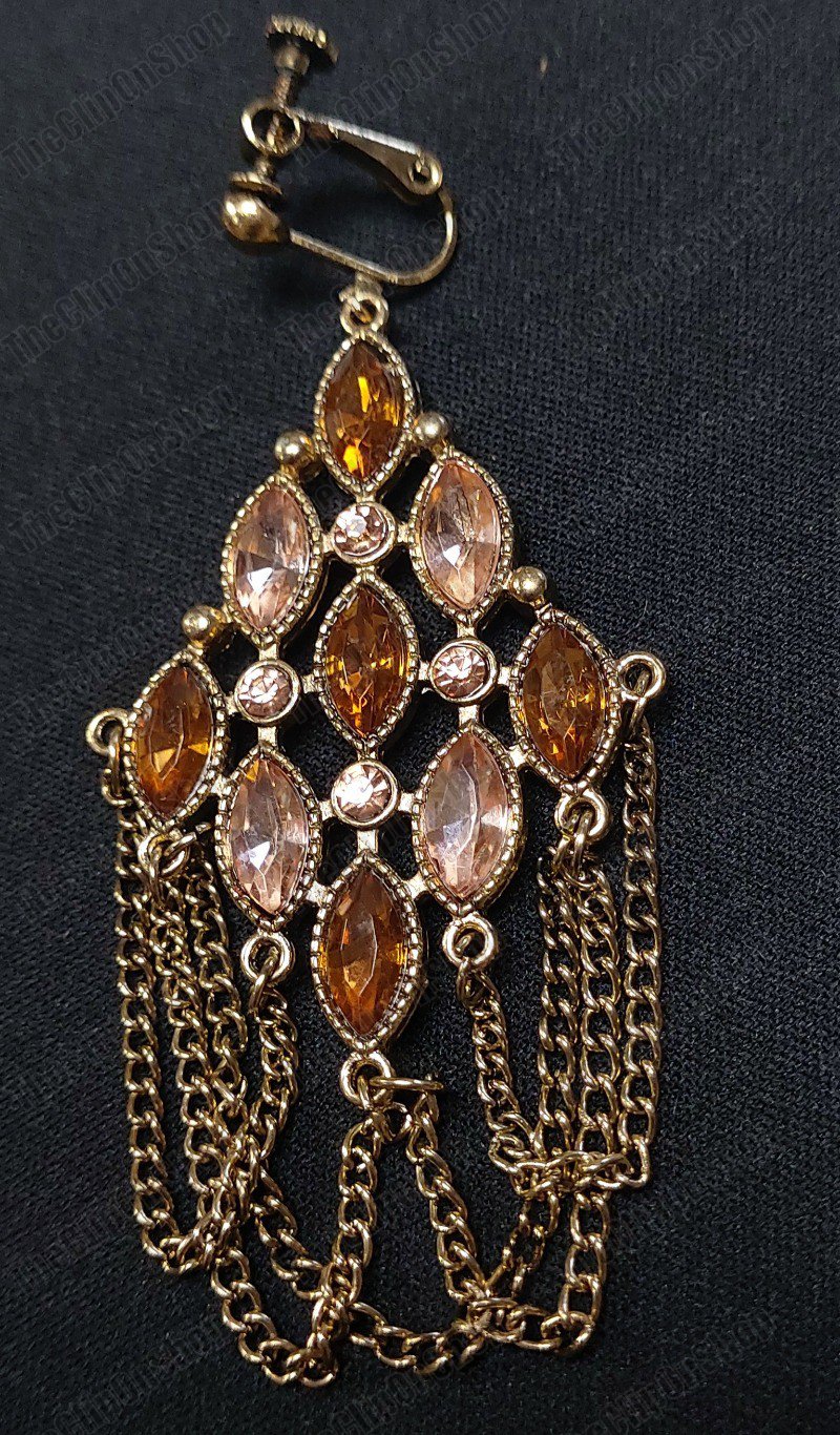 thumbnail image 2 of Vintage Style Clip-On Chandelier Earrings - Antique Silver/Gold Brass With Crystal Beads 2 of 13