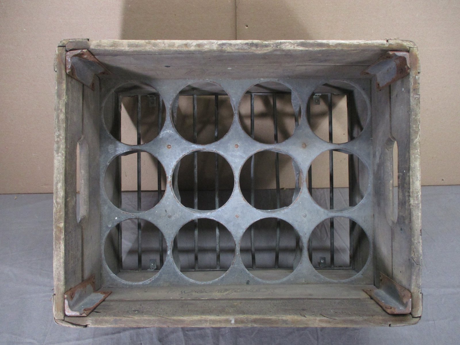 Vintage 1940's Borden's Dairy Wood & Metal Milk Crate