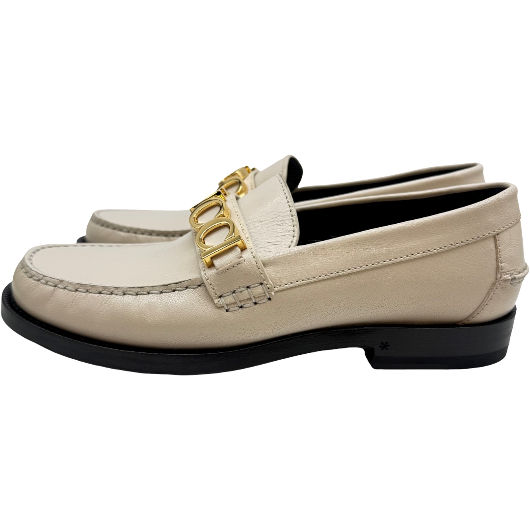 Authentic GUCCI Size:37 US:7 Logo Loafers 700036 White