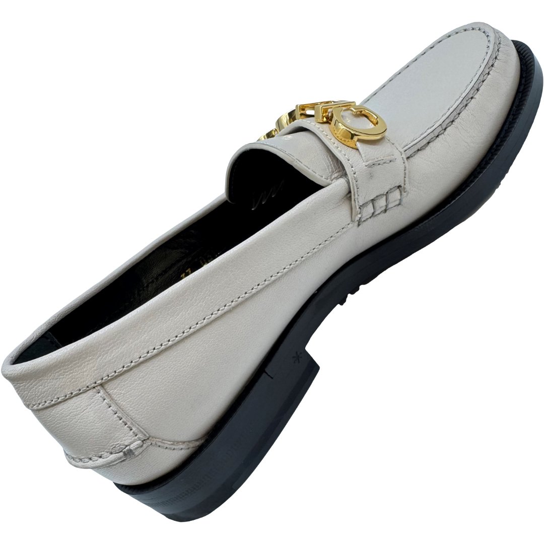 Authentic GUCCI Size:37 US:7 Logo Loafers 700036 White