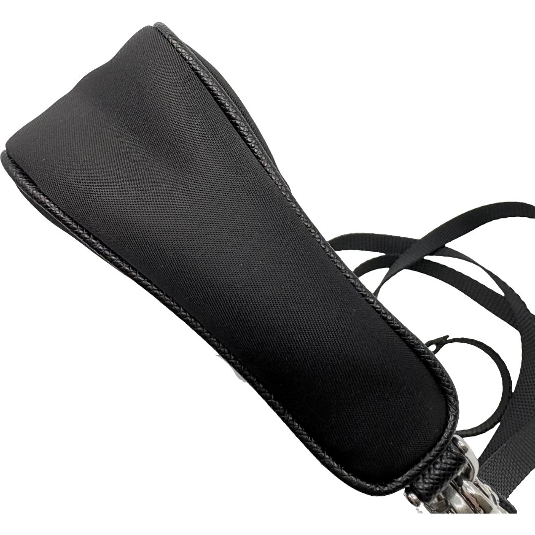 Authentic PRADA Tessuto Mini Chain Shoulder Bag Black Nylon