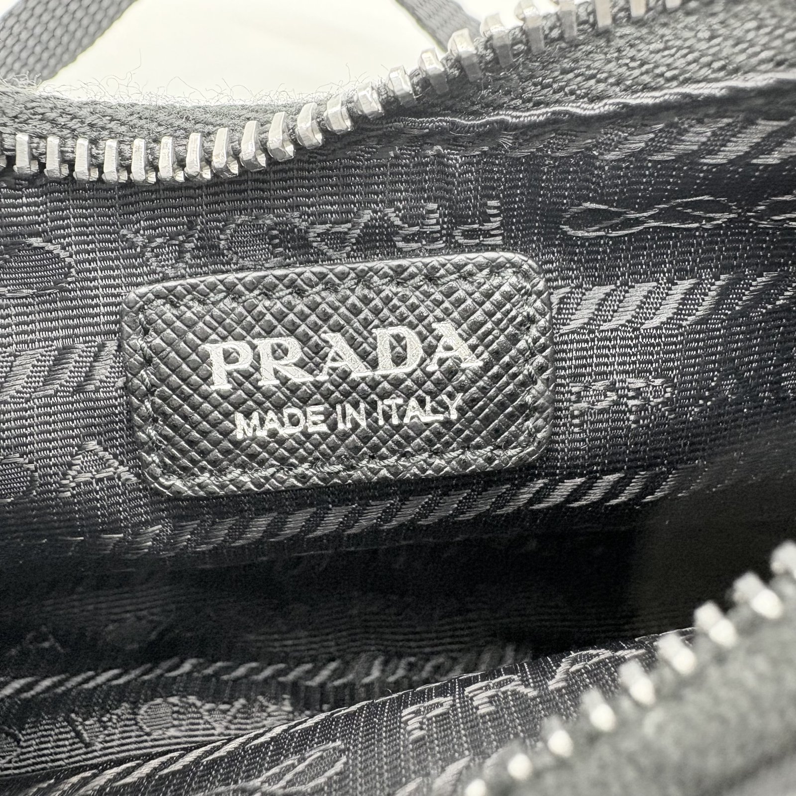 Authentic PRADA Tessuto Mini Chain Shoulder Bag Black Nylon