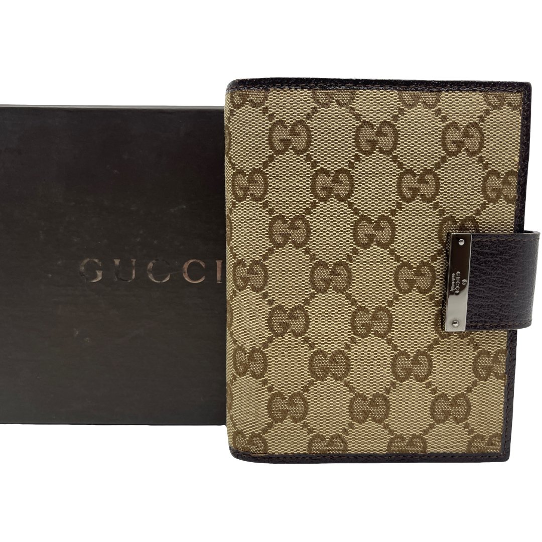 Authentic GUCCI GG Canvas Agenda Day Planner Cover 115240