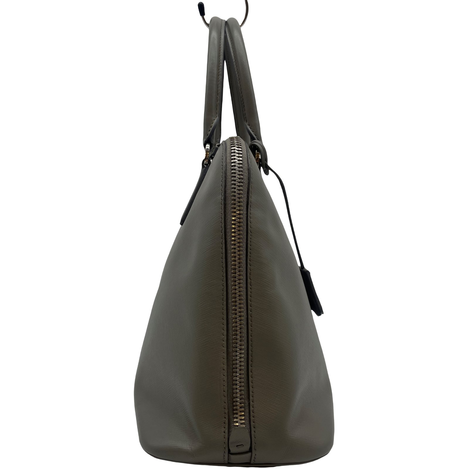 Authentic PRADA Saffiano Lux Hand Bag BL0812 Gray Leather