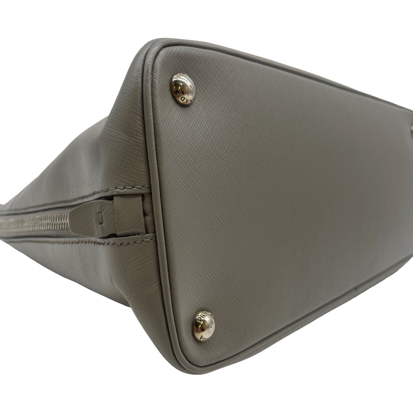 Authentic PRADA Saffiano Lux Hand Bag BL0812 Gray Leather