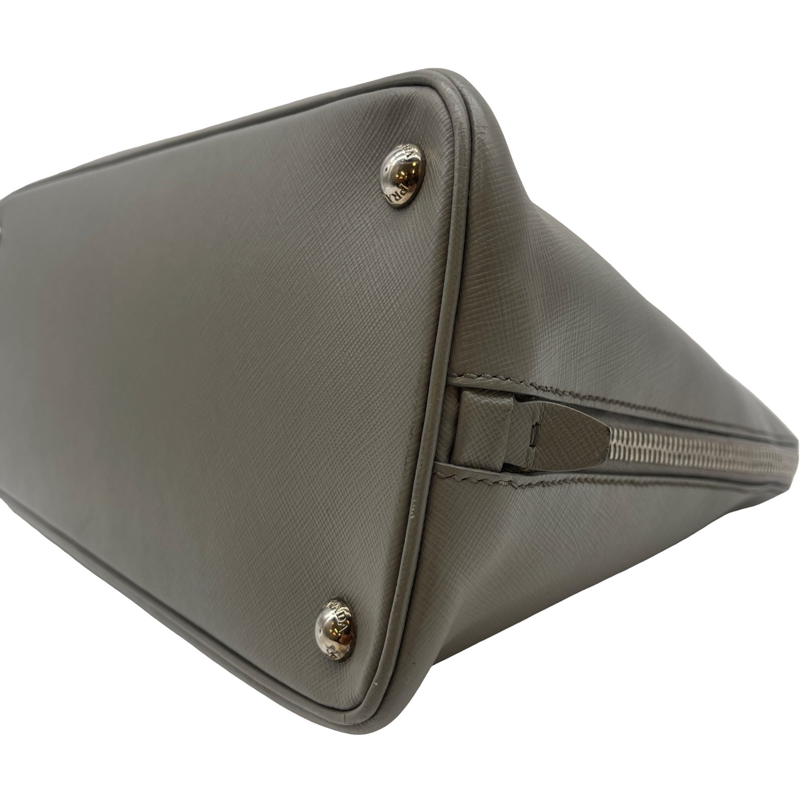 Authentic PRADA Saffiano Lux Hand Bag BL0812 Gray Leather