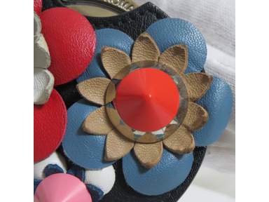 Authentic FENDI Compact Mirror Key Ring Bag Charm Flower Pattern