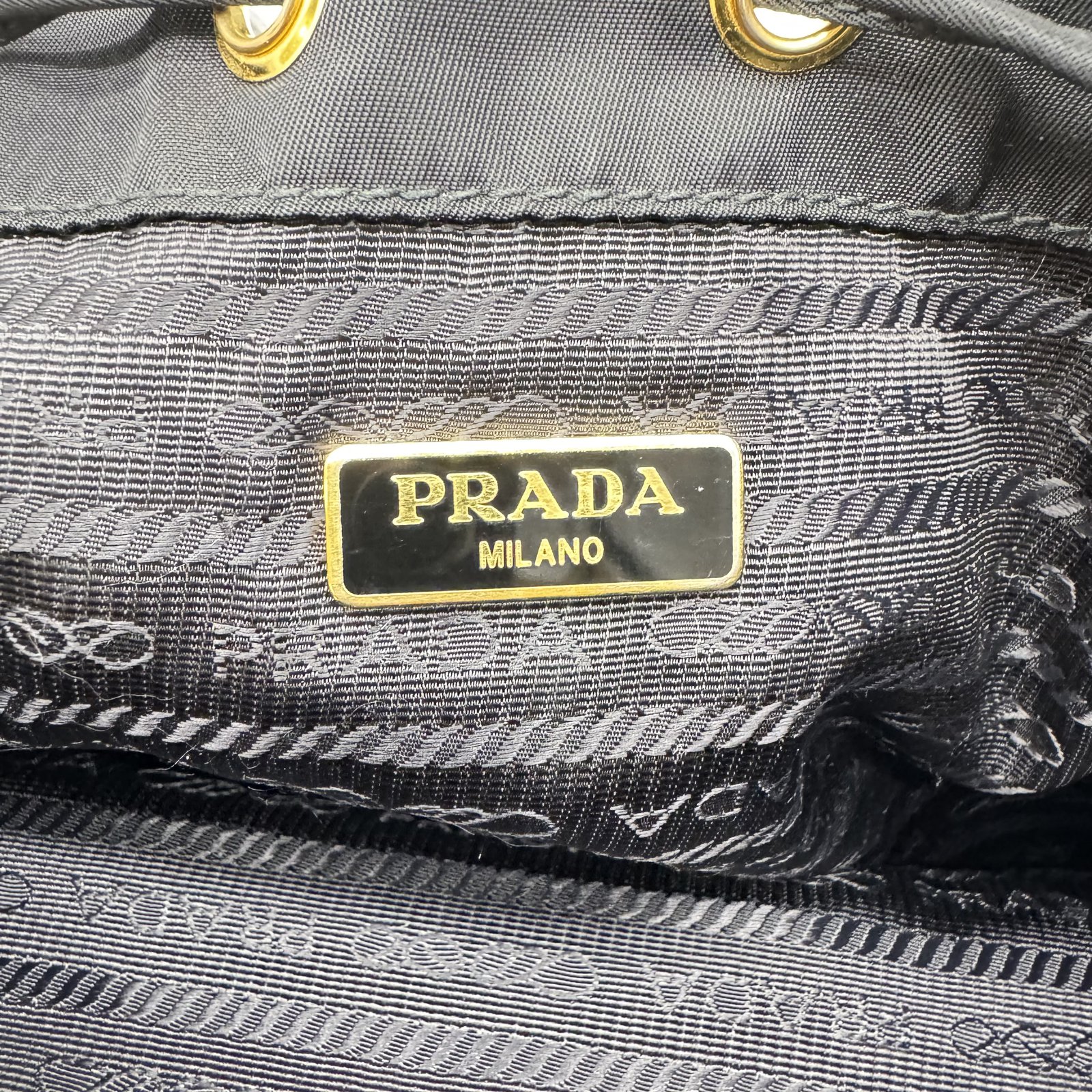 Authentic PRADA Duet Re-Nylon Drawstring Bag IBH038 Black Authentic PRADA Duet Re-Nylon Drawstring Bag IBH038 Black