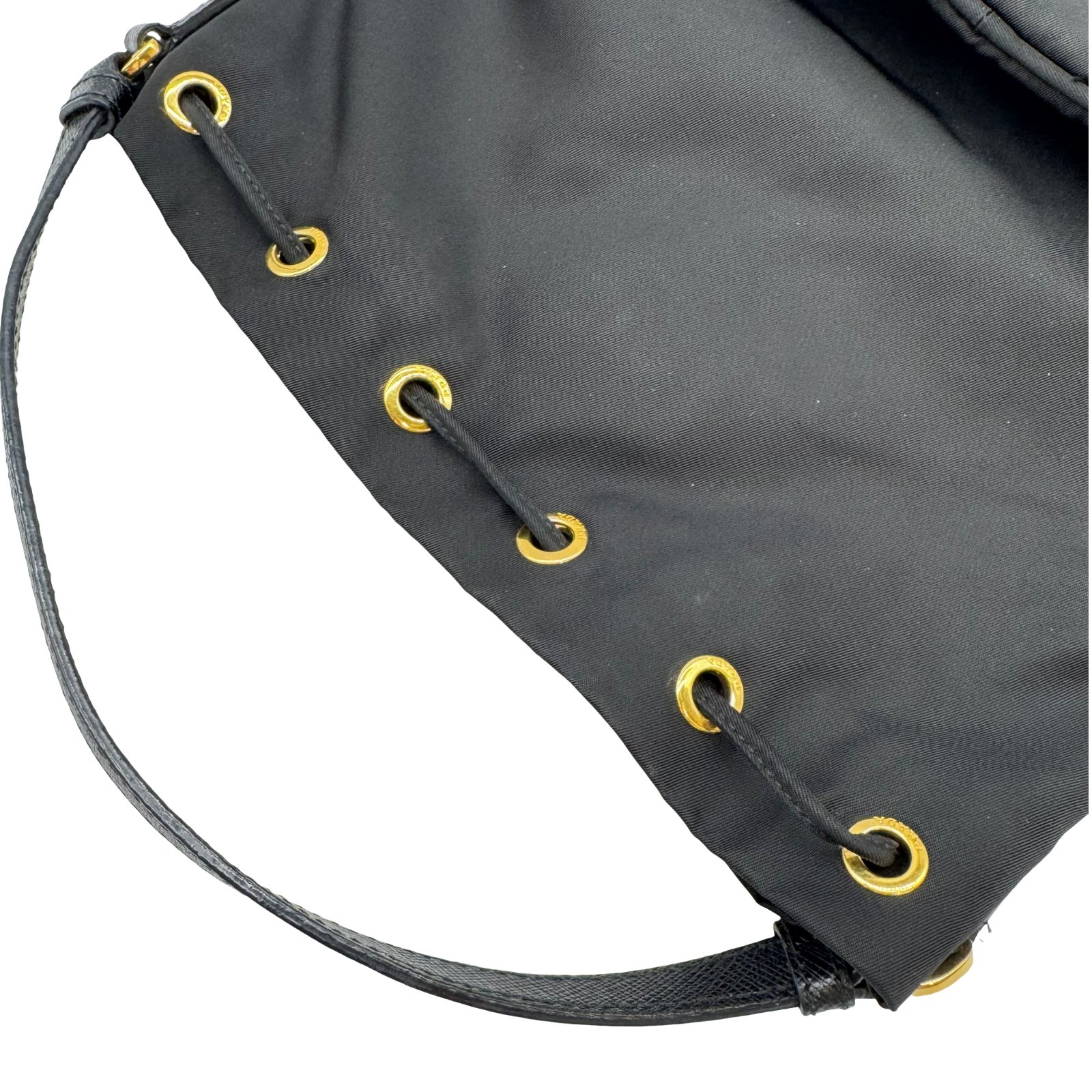Authentic PRADA Duet Re-Nylon Drawstring Bag IBH038 Black Authentic PRADA Duet Re-Nylon Drawstring Bag IBH038 Black