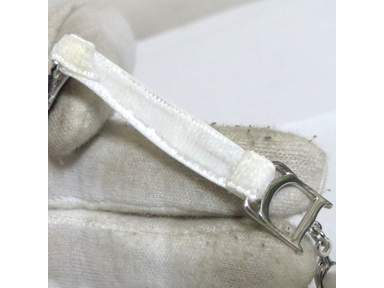 Auth Christian Dior Pink Trotter Bracelet Silvertone White Fabric