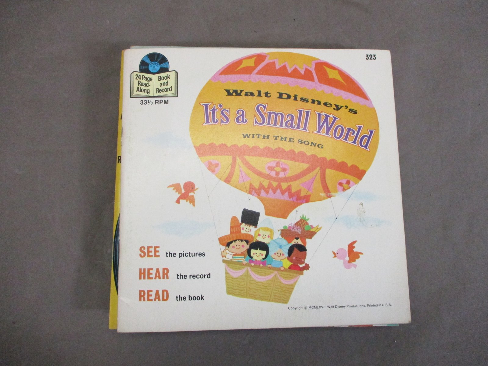 12 Vintage WALT DISNEY DISNEYLAND BOOK & RECORD 33 1/3 Rpm VINYL