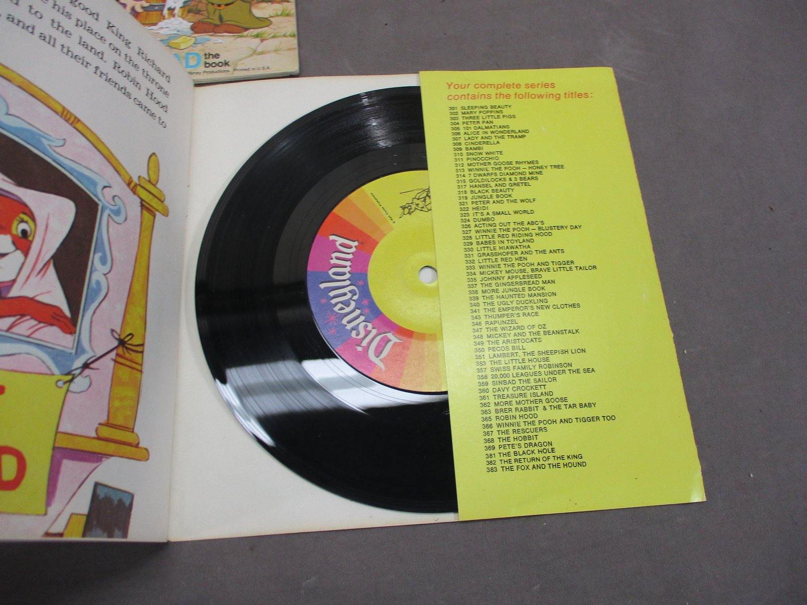 12 Vintage WALT DISNEY DISNEYLAND BOOK & RECORD 33 1/3 Rpm VINYL